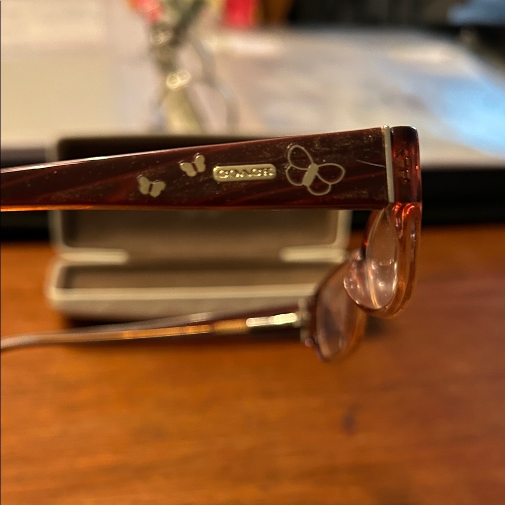 Coach Red Glasses with Butterfly Detail